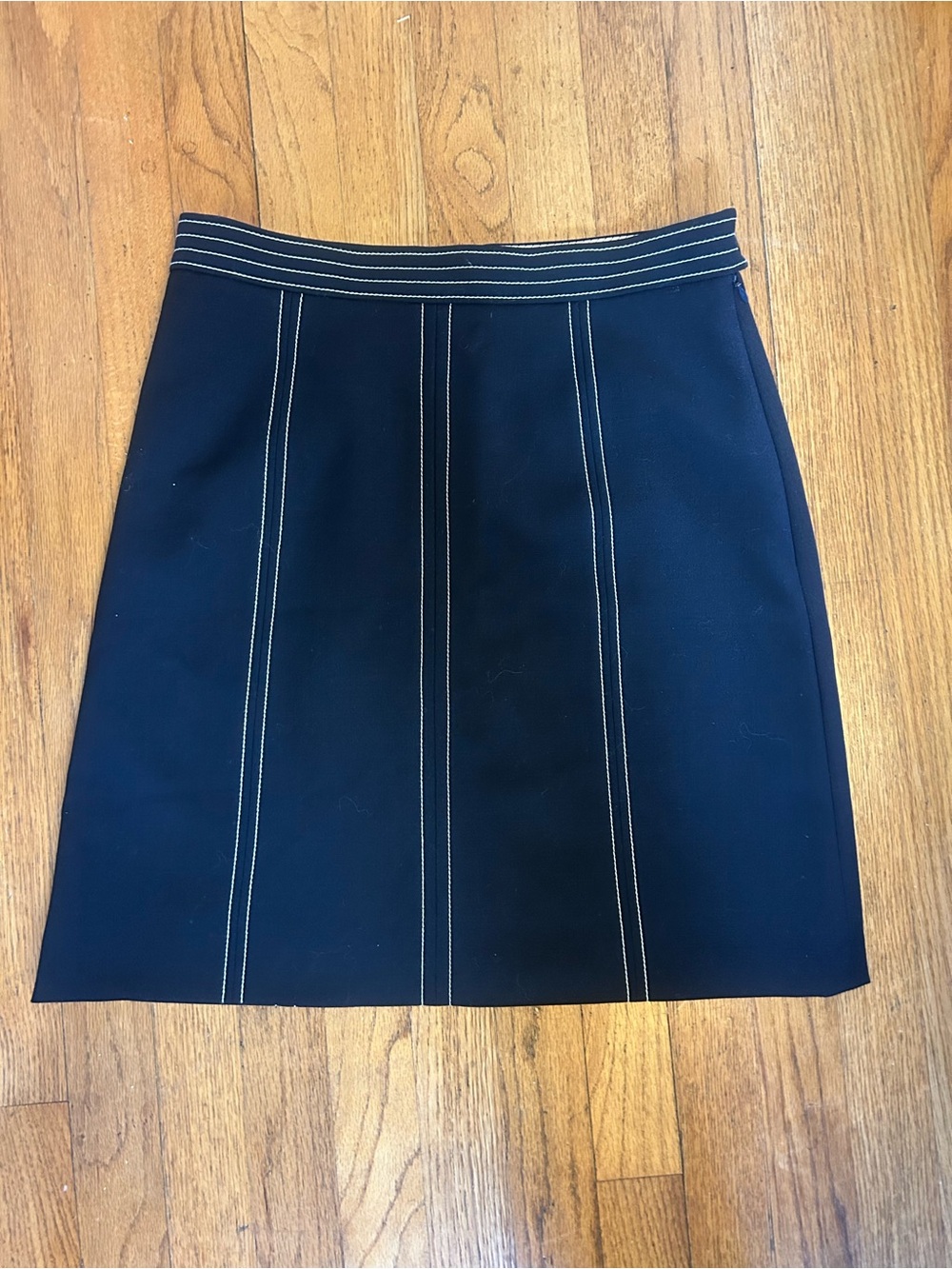 Brooks Brothers Navy Mini Skirt with White Topstitching